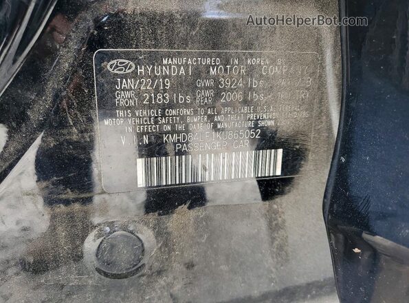 KMHD84LF1KU865052 2019 HYUNDAI ELANTRA Black Engine compartment view
