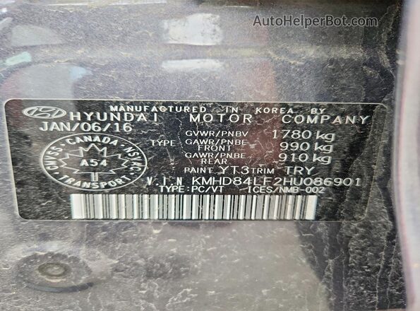 KMHD84LF2HU086901 2017 HYUNDAI ELANTRA Серый Вид наклейки с VIN-кодом