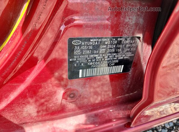 KMHD84LF2HU253886 2017 HYUNDAI ELANTRA Red Вид підкапотного простору
