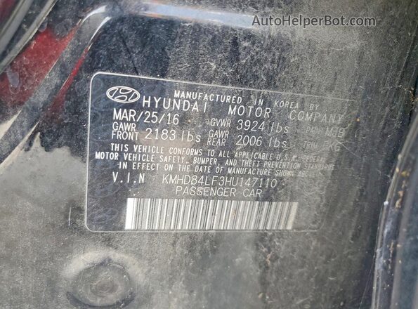 KMHD84LF3HU147110 2017 HYUNDAI ELANTRA Black Engine compartment view