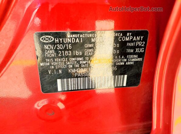 KMHD84LF3HU339286 2017 HYUNDAI ELANTRA Red Շարժիչի բաժամունքի տեսք