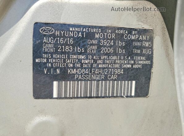 KMHD84LF4HU271984 2017 HYUNDAI ELANTRA Beige Widok naklejki z numerem VIN