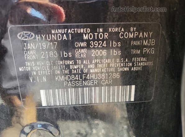 KMHD84LF4HU381286 2017 HYUNDAI ELANTRA Black Շարժիչի բաժամունքի տեսք