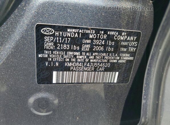 KMHD84LF4JU554620 2018 HYUNDAI ELANTRA Gray Widok komory silnika