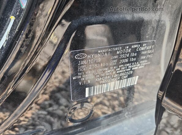 KMHD84LF4KU860329 2019 HYUNDAI ELANTRA Черный Вид подкапотного пространства