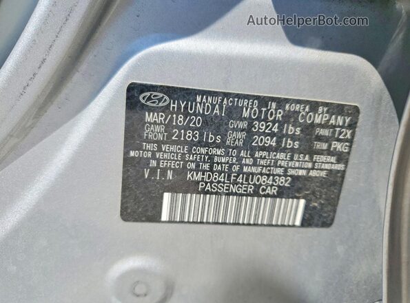 KMHD84LF4LU084382 2020 HYUNDAI ELANTRA Silver Engine compartment view
