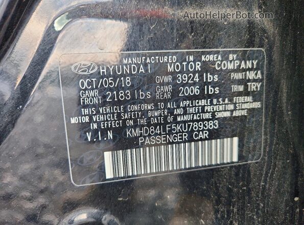 KMHD84LF5KU789383 2019 HYUNDAI ELANTRA Black VIN sticker view