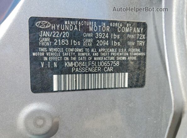 KMHD84LF5LU065758 2020 HYUNDAI ELANTRA Silver Вид підкапотного простору