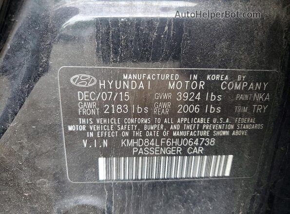 KMHD84LF6HU064738 2017 HYUNDAI ELANTRA Черный Вид подкапотного пространства