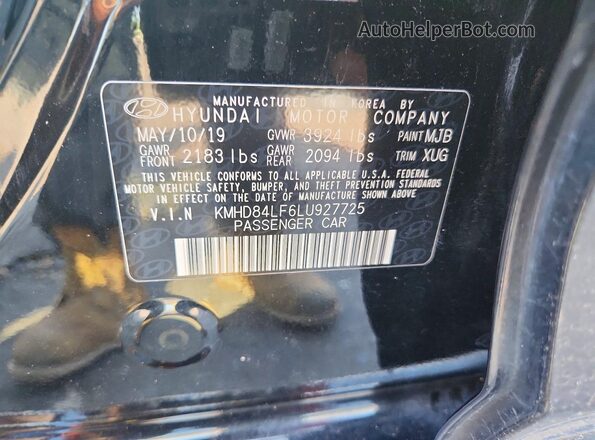 KMHD84LF6LU927725 2020 HYUNDAI ELANTRA Black Widok komory silnika