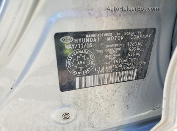KMHD84LF7HU193376 2017 HYUNDAI ELANTRA Silver Vista del compartimento del motor