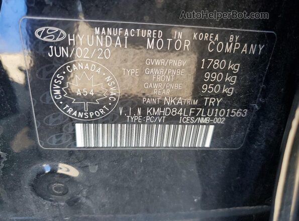 KMHD84LF7LU101563 2020 HYUNDAI ELANTRA Черный 