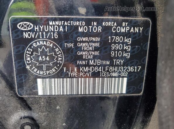 KMHD84LF8HU323617 2017 HYUNDAI ELANTRA Black Vista del compartimento del motor
