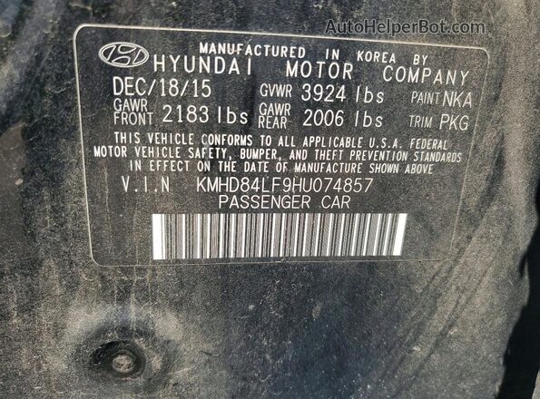 KMHD84LF9HU074857 2017 HYUNDAI ELANTRA Black Շարժիչի բաժամունքի տեսք