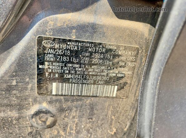 KMHD84LF9JU636360 2018 HYUNDAI ELANTRA Gray Widok komory silnika