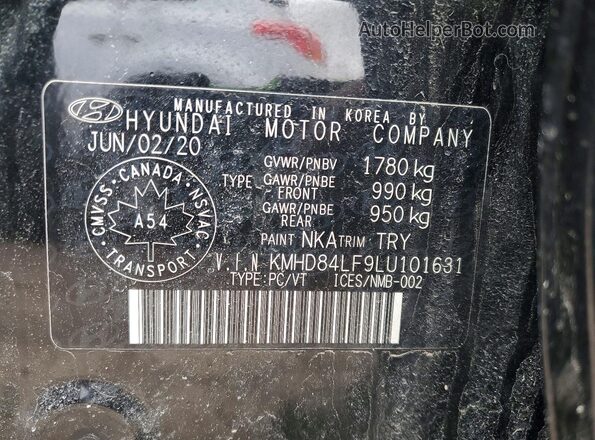KMHD84LF9LU101631 2020 HYUNDAI ELANTRA Black VIN sticker view
