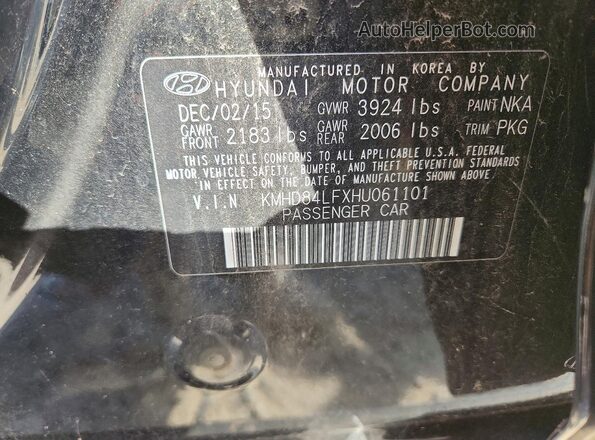 KMHD84LFXHU061101 2017 HYUNDAI ELANTRA Black Вид підкапотного простору