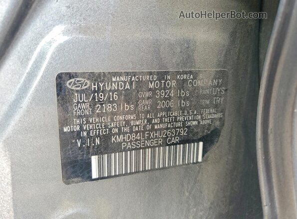 KMHD84LFXHU263792 2017 HYUNDAI ELANTRA Silver Vista del compartimento del motor