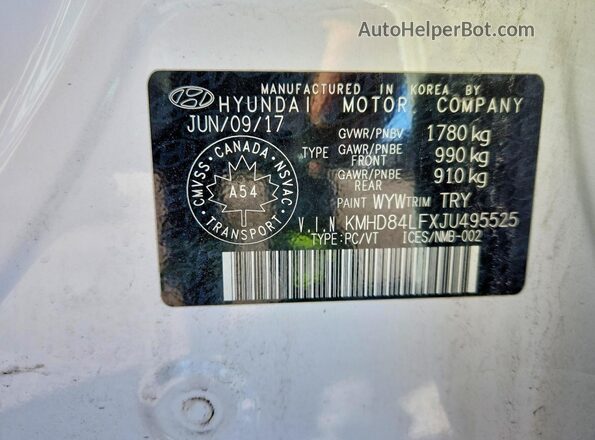 KMHD84LFXJU495525 2018 HYUNDAI ELANTRA Белый Вид подкапотного пространства