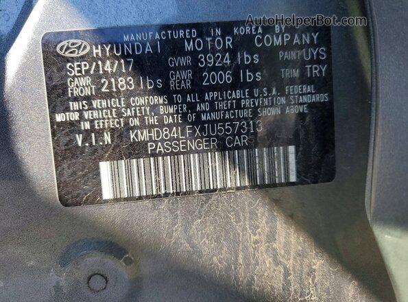 KMHD84LFXJU557313 2018 HYUNDAI ELANTRA Gray ძრავის განყოფილების ხედი