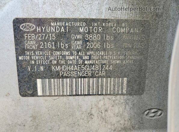 KMHDH4AE5GU481244 2016 HYUNDAI ELANTRA Silver Engine compartment view