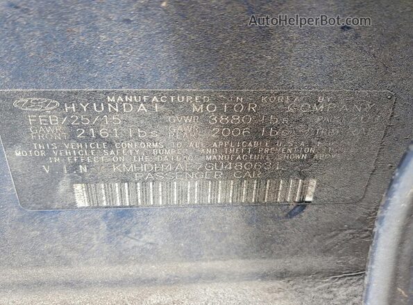 KMHDH4AE7GU480631 2016 HYUNDAI ELANTRA Blue Vista del compartimento del motor