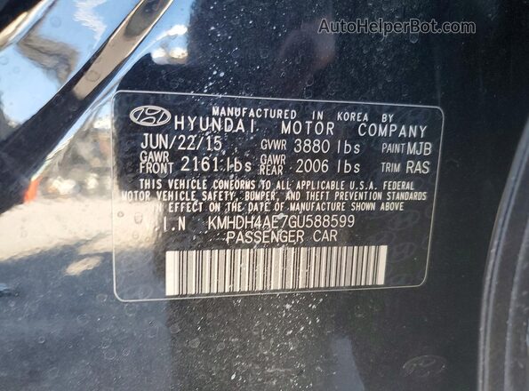 KMHDH4AE7GU588599 2016 HYUNDAI ELANTRA Черный Вид подкапотного пространства