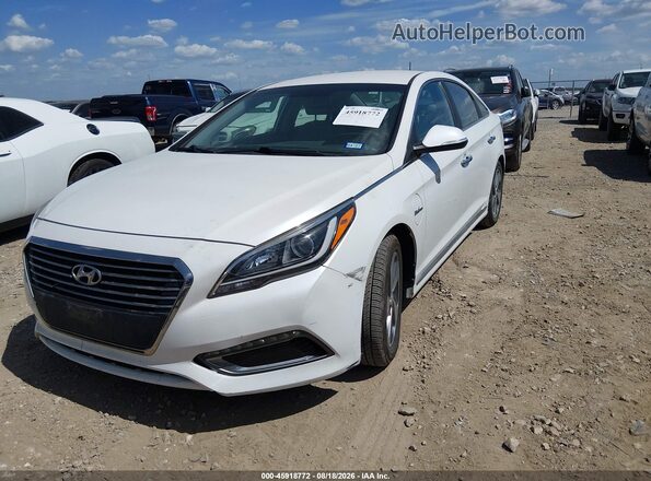 KMHE14L20HA044993 2017 HYUNDAI SONATA PLUG-IN HYBRID White წინა მარცხენა ხედი სამი მეოთხედიდან