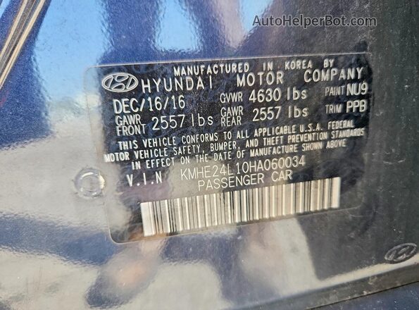 KMHE24L10HA060034 2017 HYUNDAI SONATA Charcoal Вид підкапотного простору