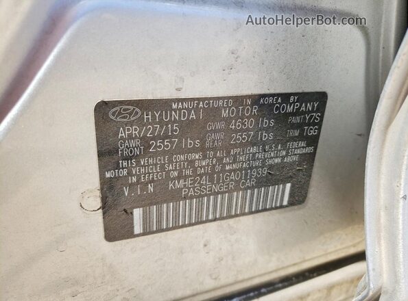 KMHE24L11GA011939 2016 HYUNDAI SONATA Silver VIN կոդի պիտակի տեսք