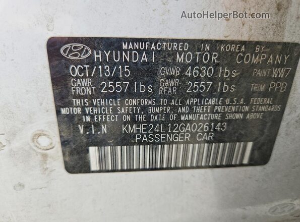 KMHE24L12GA026143 2016 HYUNDAI SONATA White VIN sticker view