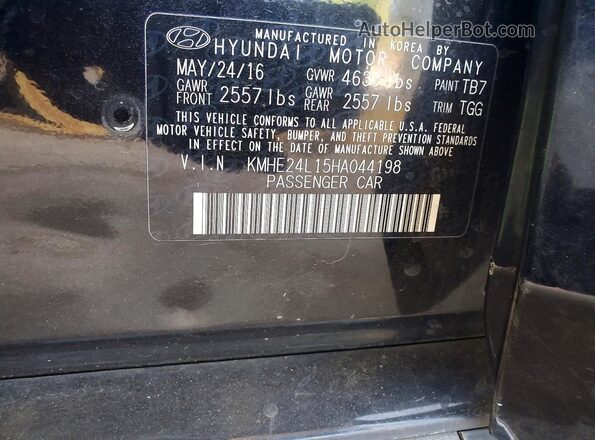 KMHE24L15HA044198 2017 HYUNDAI SONATA Black Widok wnętrza z tyłu