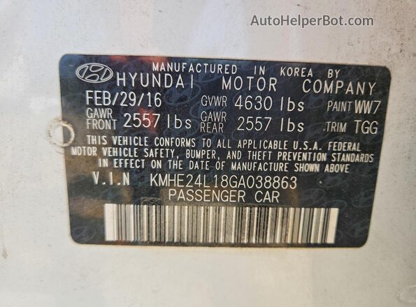 KMHE24L18GA038863 2016 HYUNDAI SONATA White Вид підкапотного простору