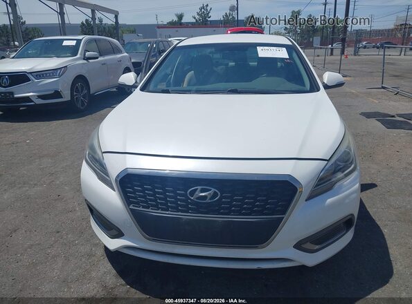 KMHE24L18GA041956 2016 HYUNDAI SONATA HYBRID White ხელსაწყოთა პანელის ხედი