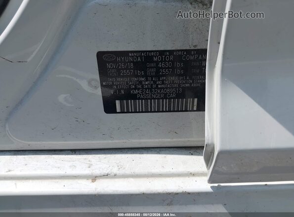 KMHE24L32KA089513 2019 HYUNDAI SONATA HYBRID White Widok komory silnika