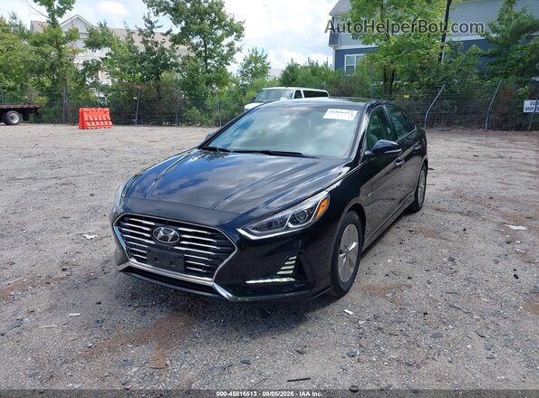 KMHE24L33JA084111 2018 HYUNDAI SONATA HYBRID Black Передня ліва чверть