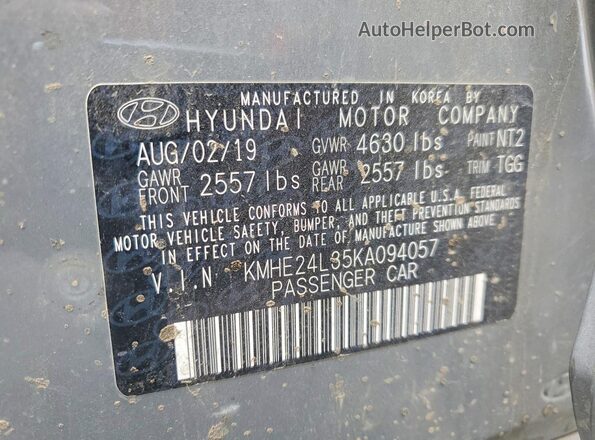 KMHE24L35KA094057 2019 HYUNDAI SONATA Gray Engine compartment view