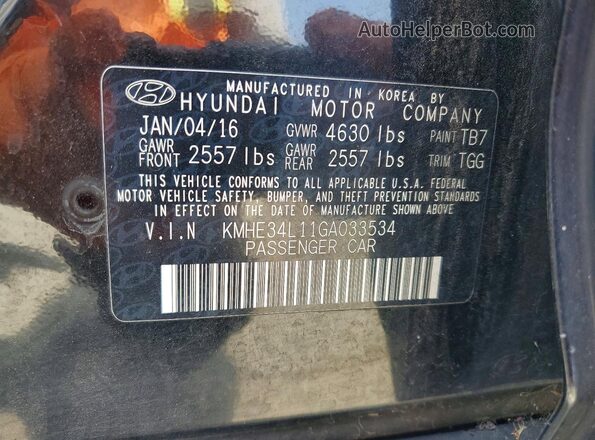 KMHE34L11GA033534 2016 HYUNDAI SONATA Black Engine compartment view