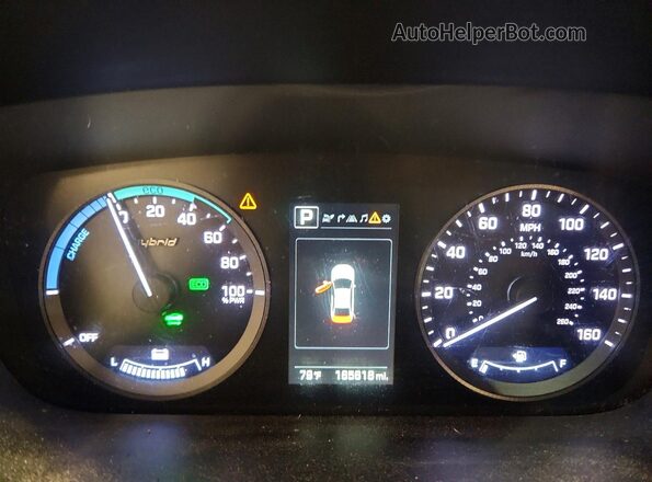 KMHE34L11GA034019 2016 HYUNDAI SONATA Black ხელსაწყოთა პანელის ხედი