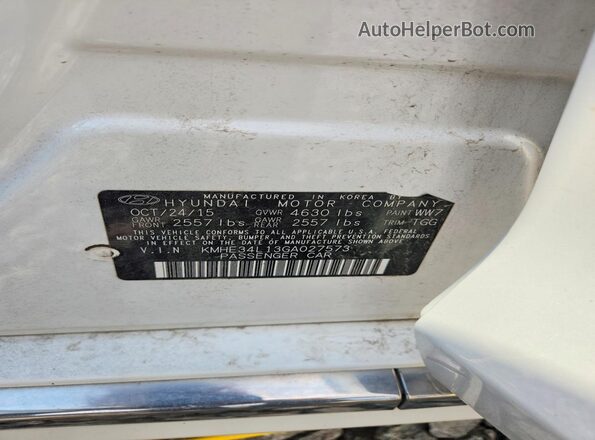 KMHE34L13GA027573 2016 HYUNDAI SONATA White Вид підкапотного простору