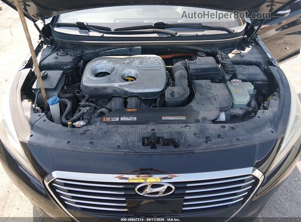 KMHE34L18GA012728 2016 HYUNDAI SONATA HYBRID Black Вид ззаду