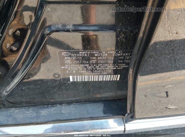KMHE34L18GA012728 2016 HYUNDAI SONATA HYBRID Black Вид підкапотного простору