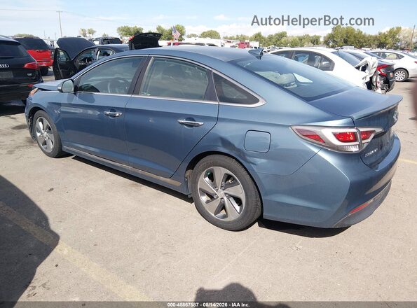 KMHE34L19GA031336 2016 HYUNDAI SONATA HYBRID Blue Հետևի ձախ