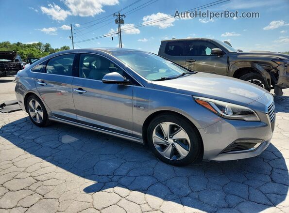 KMHE34L19HA059459 2017 HYUNDAI SONATA Blue Przód prawy
