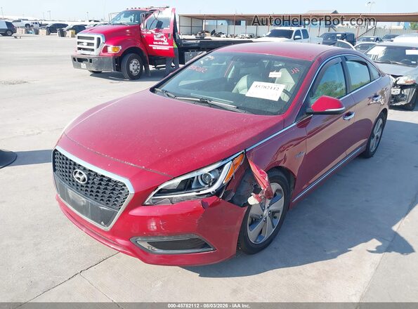 KMHE34L1XGA016764 2016 HYUNDAI SONATA HYBRID Красный Передняя левая четверть