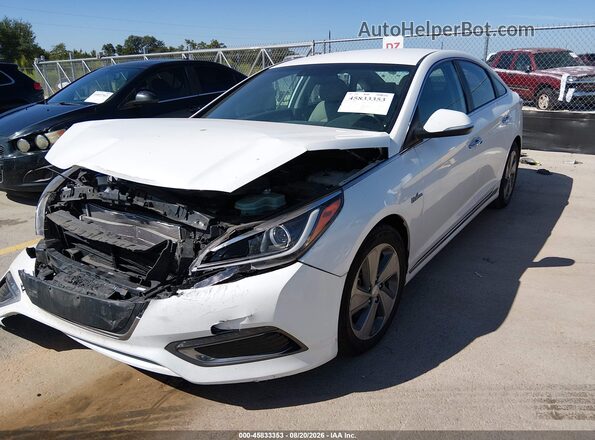 KMHE34L33HA071396 2017 HYUNDAI SONATA HYBRID White Front left