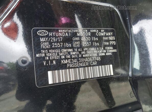 KMHE34L3XHA067748 2017 HYUNDAI SONATA Black Vista del compartimento del motor
