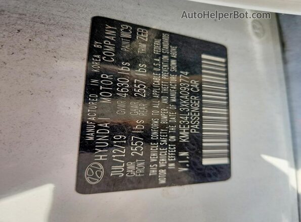 KMHE34L3XKA093774 2019 HYUNDAI SONATA White Вид підкапотного простору