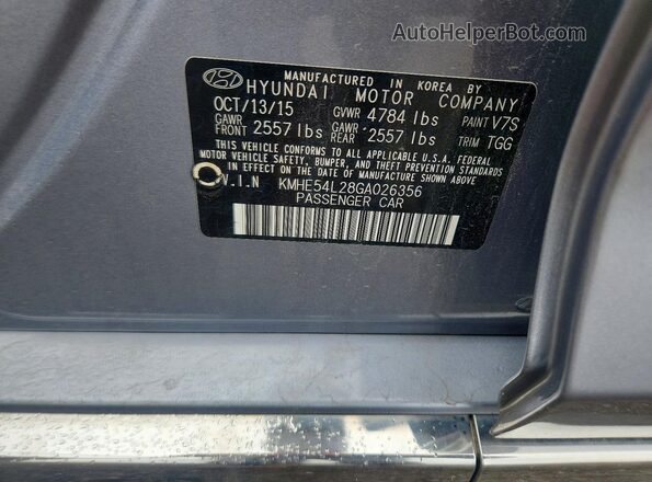KMHE54L28GA026356 2016 HYUNDAI SONATA Silver Vista del compartimento del motor