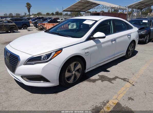 KMHE54L2XHA071588 2017 HYUNDAI SONATA PLUG-IN HYBRID White წინა მარცხენა ხედი სამი მეოთხედიდან